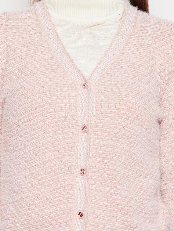 v neck self design woolen cardigan - 18539478 - Standard Image - 4
