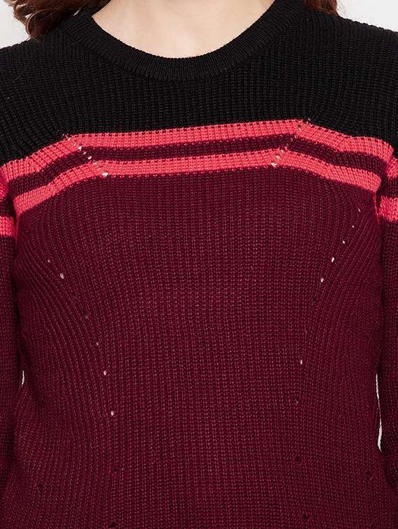 round neck color block regular pullover - 18539484 -  Standard Image - 4