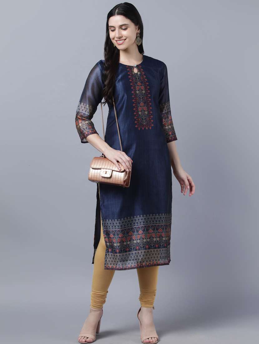 printed straight kurta