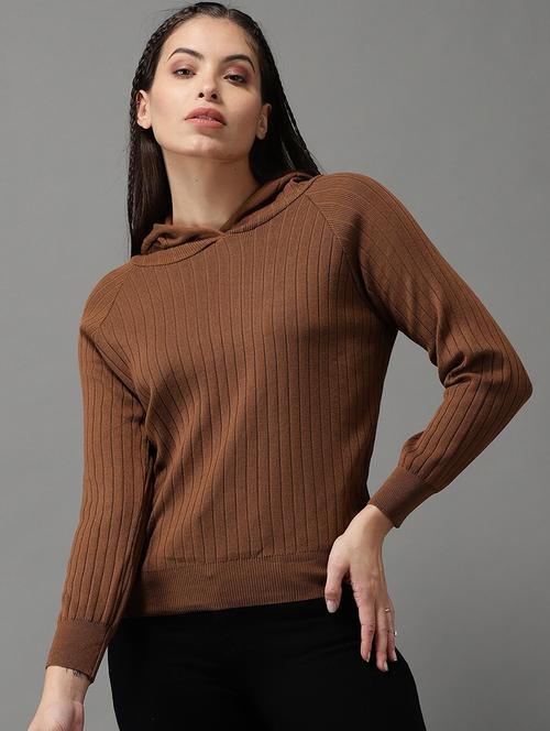 hooded neck solid pullover - 18545185 - Standard Image - 0