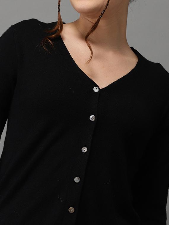 v-neck solid cardigan - 18545192 - Standard Image - 4