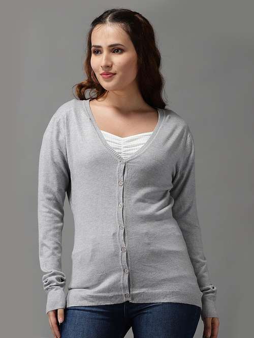 v-neck solid cardigan - 18545193 -  Standard Image - 0