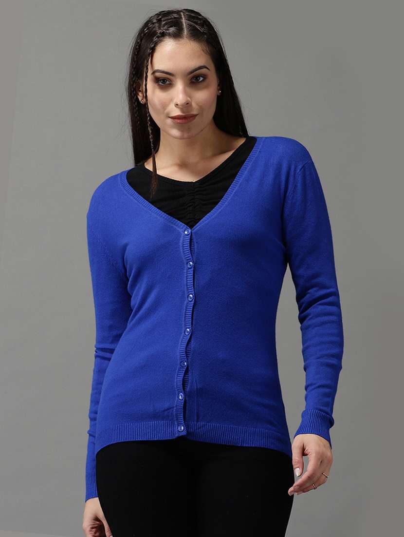 v-neck solid cardigan