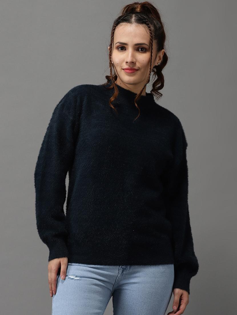 mock neck solid pullover - 18545212 - Zoom Image - 0