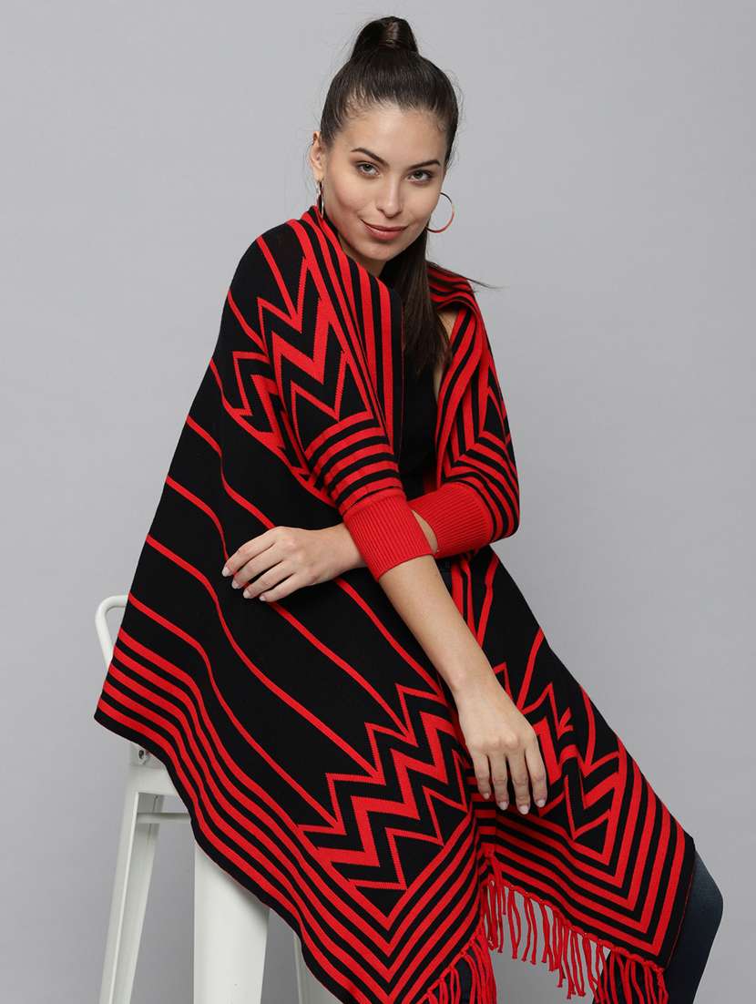 bishop sleeved printed poncho
