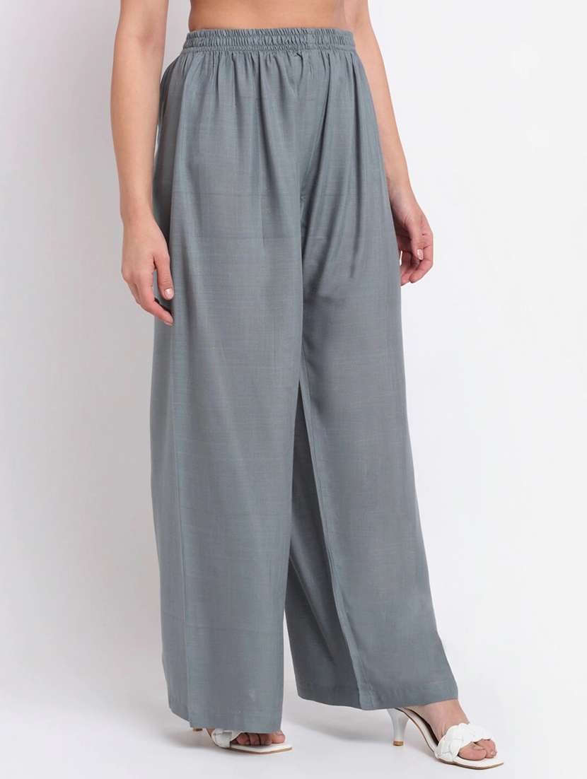 pack of 2 solid flared palazzos - 18546460 -  Standard Image - 1