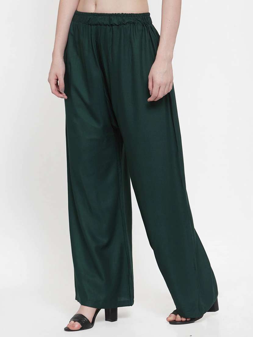 pack of 2 solid flared palazzos - 18546466 -  Standard Image - 1