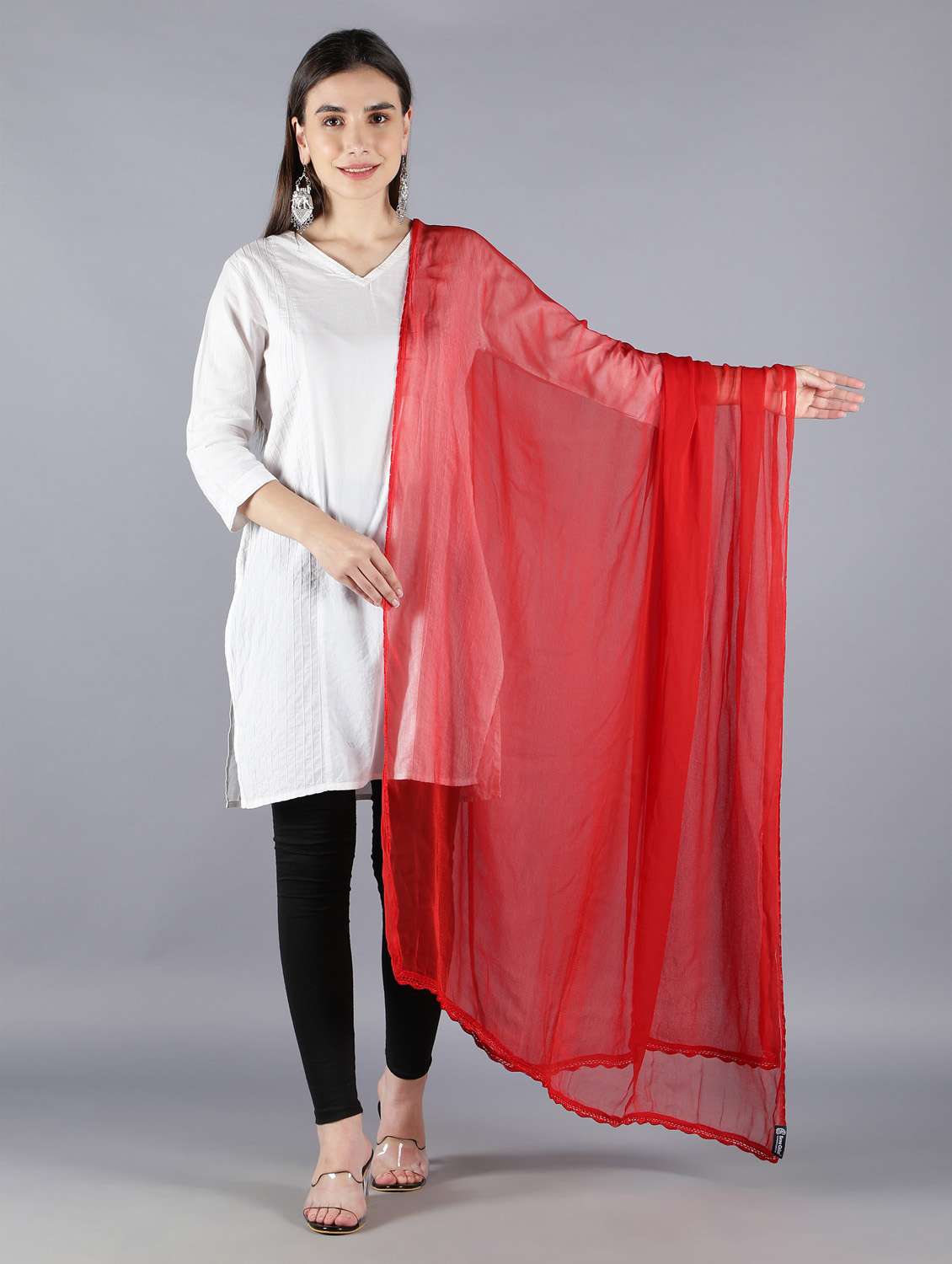 red chiffon dupatta