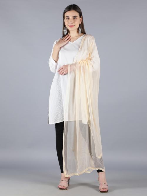 beige chiffon dupatta - 18546918 - Standard Image - 0