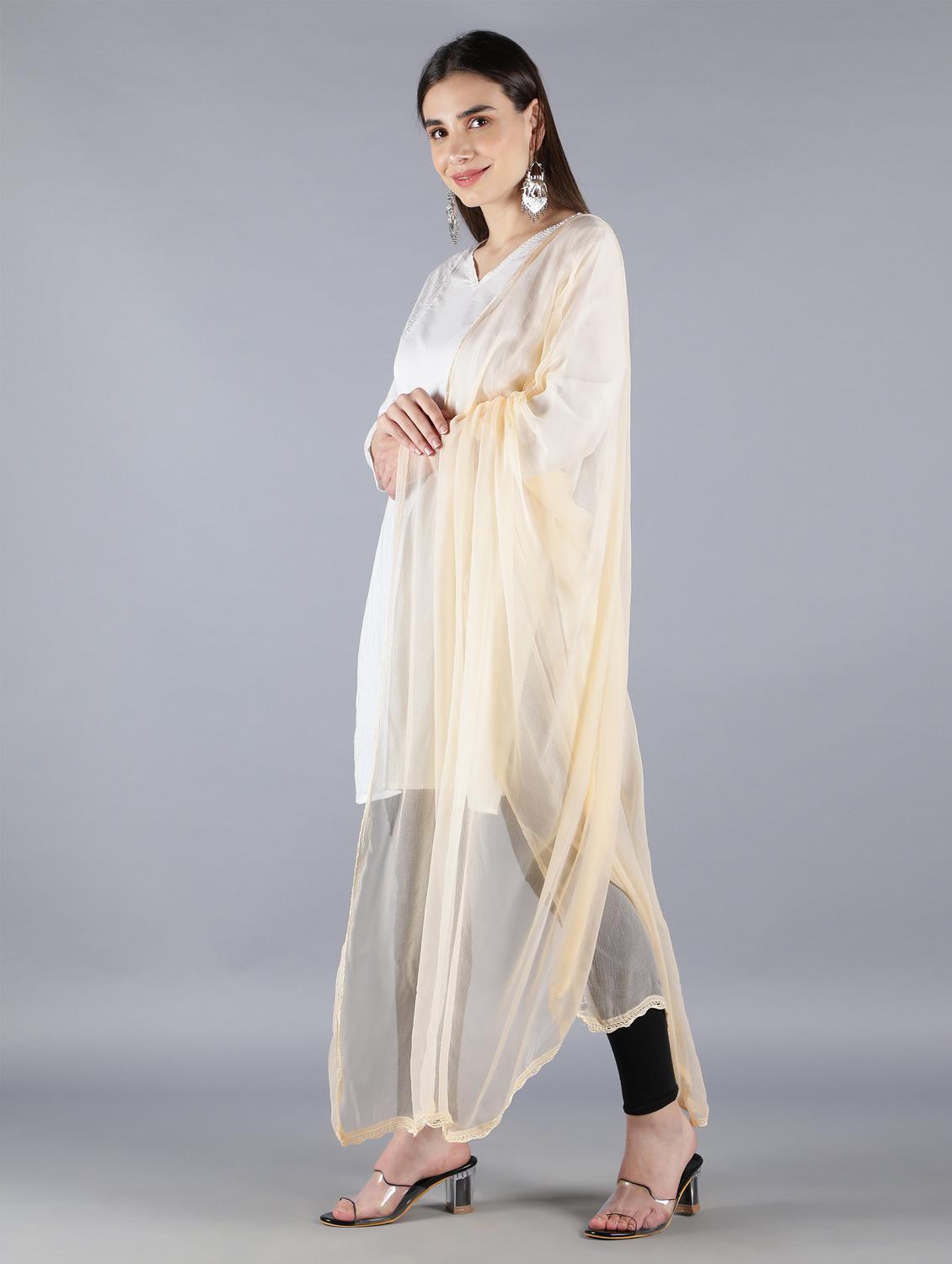 beige chiffon dupatta - 18546918 - Standard Image - 1