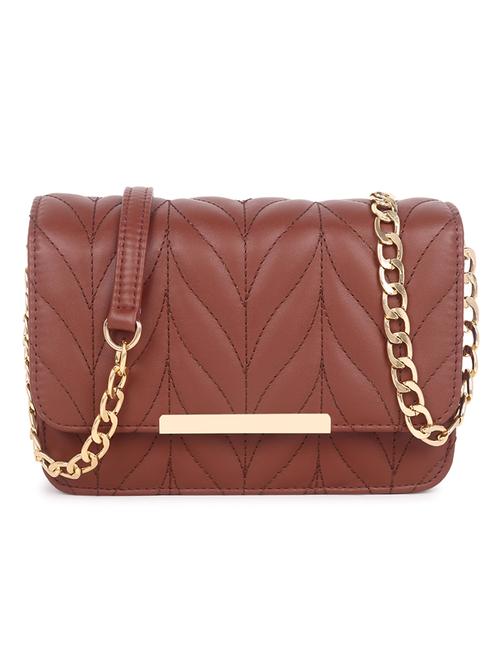 brown quilted regular sling bag - 18546934 -  Standard Image - 0