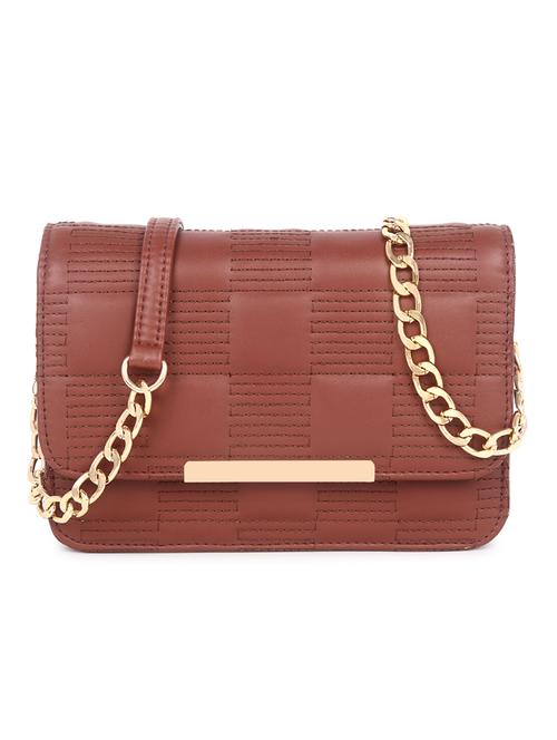brown quilted regular sling bag - 18546941 - Standard Image - 0