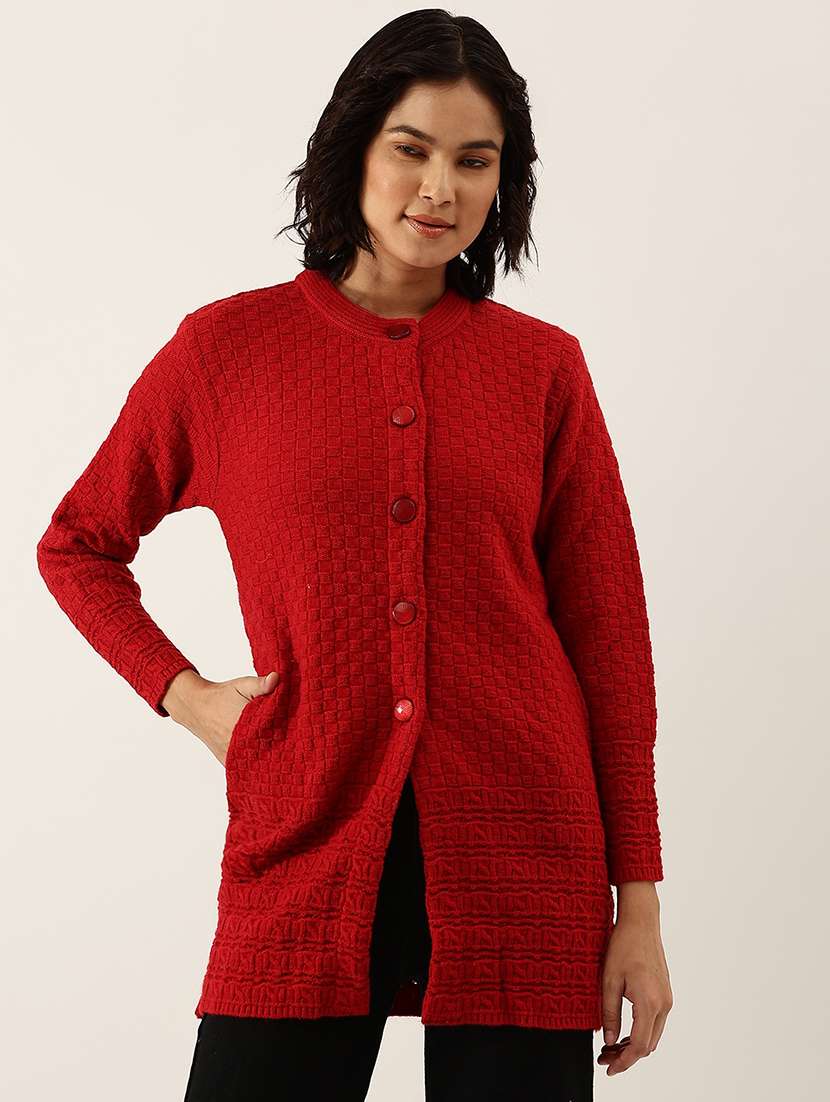 mandarin neck solid cardigan