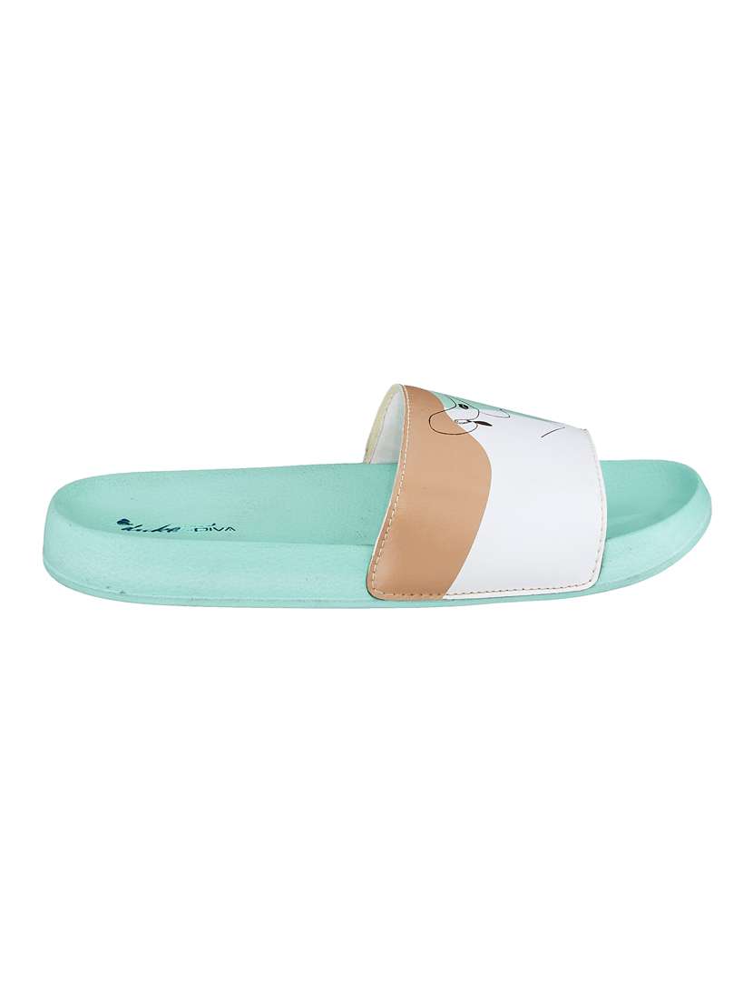 women printed slides flip flop - 18547240 -  Standard Image - 1