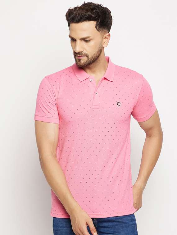 pink printed polo t-shirt