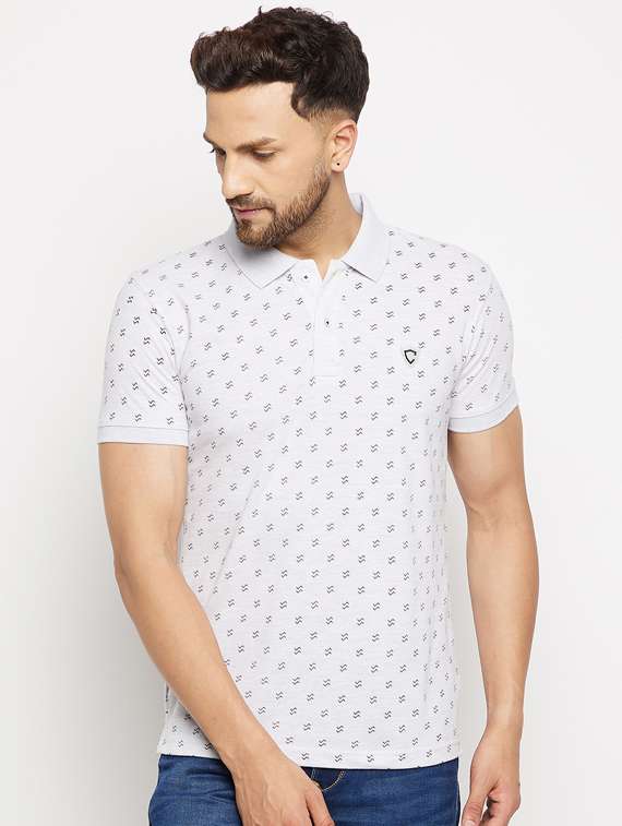 men printed short sleeve regular fit polo t-shirt