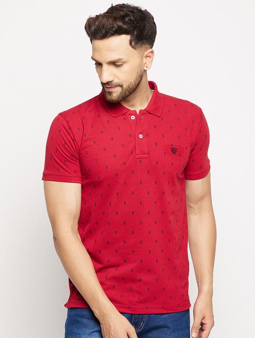 red printed polo t-shirt - 18547921 - Standard Image - 0