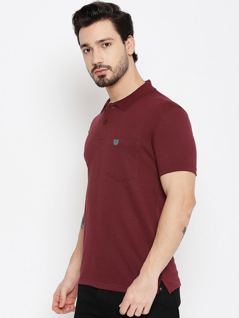 maroon solid polo t-shirt - 18547950 - Standard Image - 1