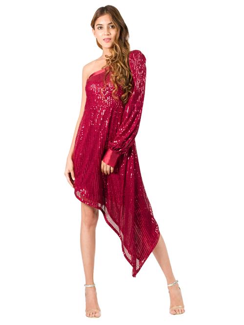 women's asymmetric knee length dress - 18548054 - Standard Image - 0