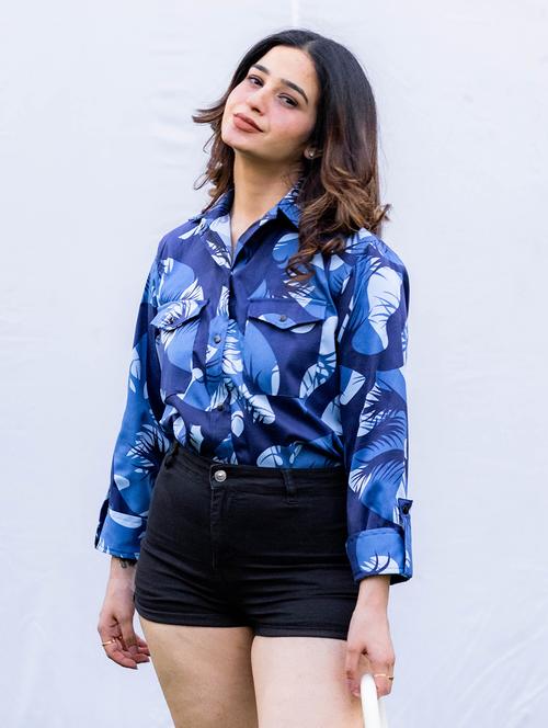 blue polyester regular shirt - 18548067 -  Standard Image - 0
