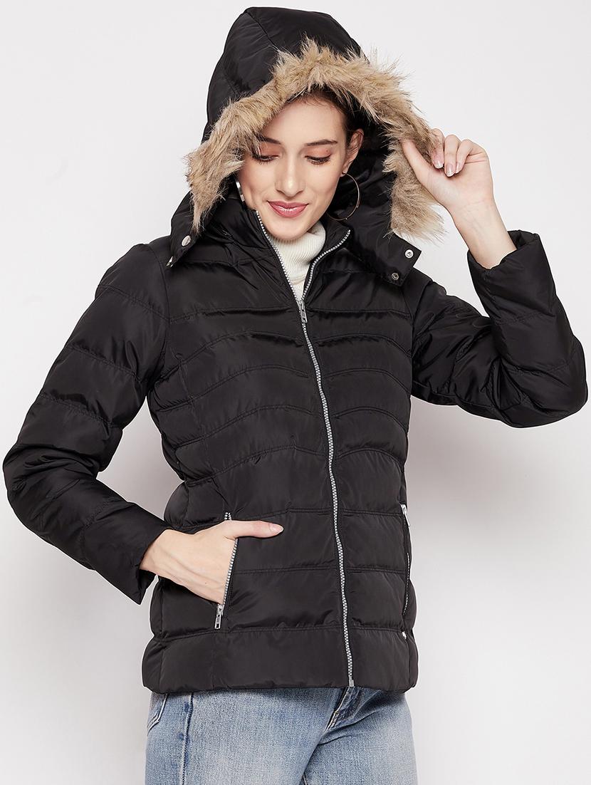 long sleeved solid quilted & padded jacket - 18548455 - Standard Image - 1
