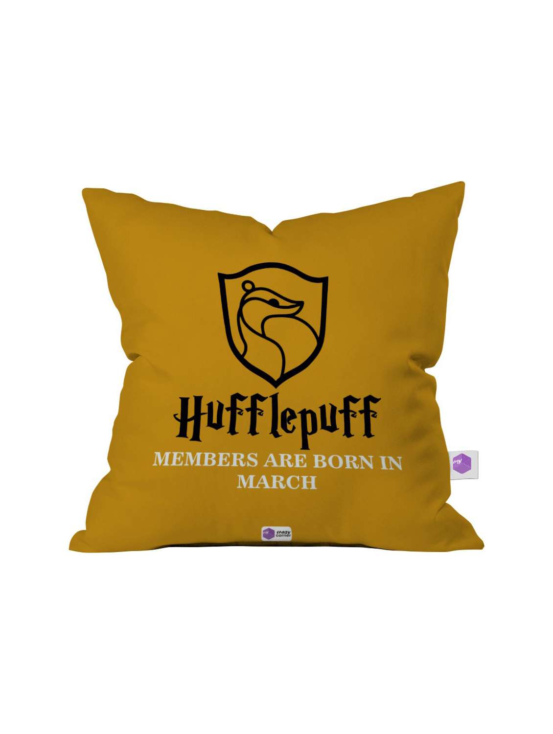 crazy corner yellow printed cushion ( 12 x 12 inches )
