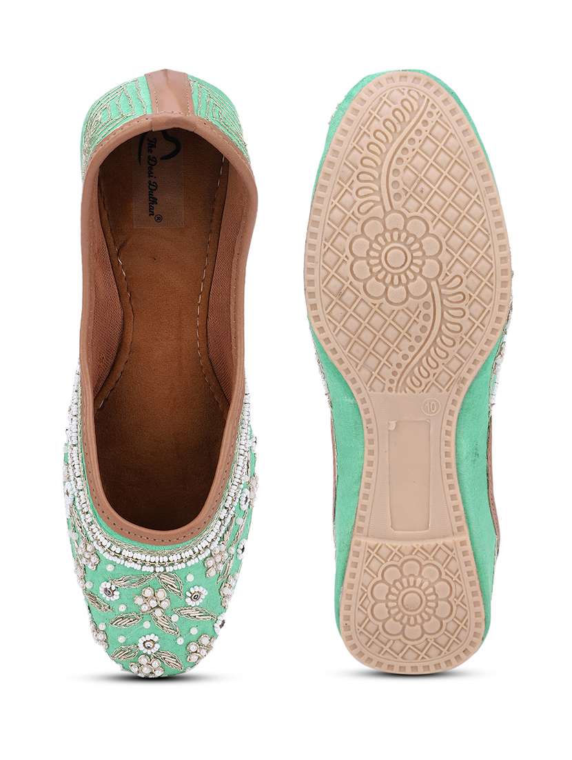 women embellished slip on mojaris - 18559769 -  Standard Image - 4