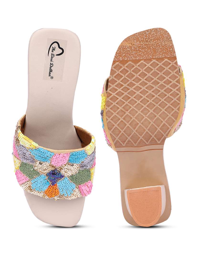 women sequined mules sandal - 18559846 - Standard Image - 4