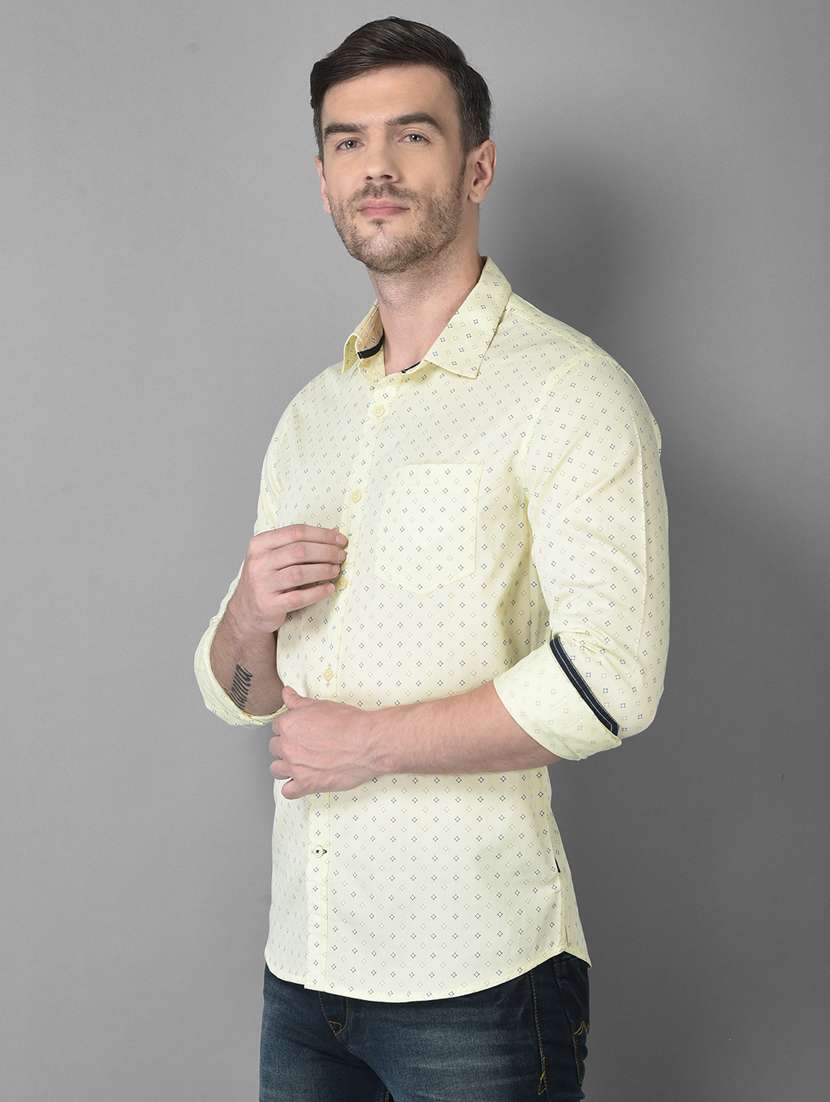 lemon yellow printed casual shirt - 18559961 - Standard Image - 1