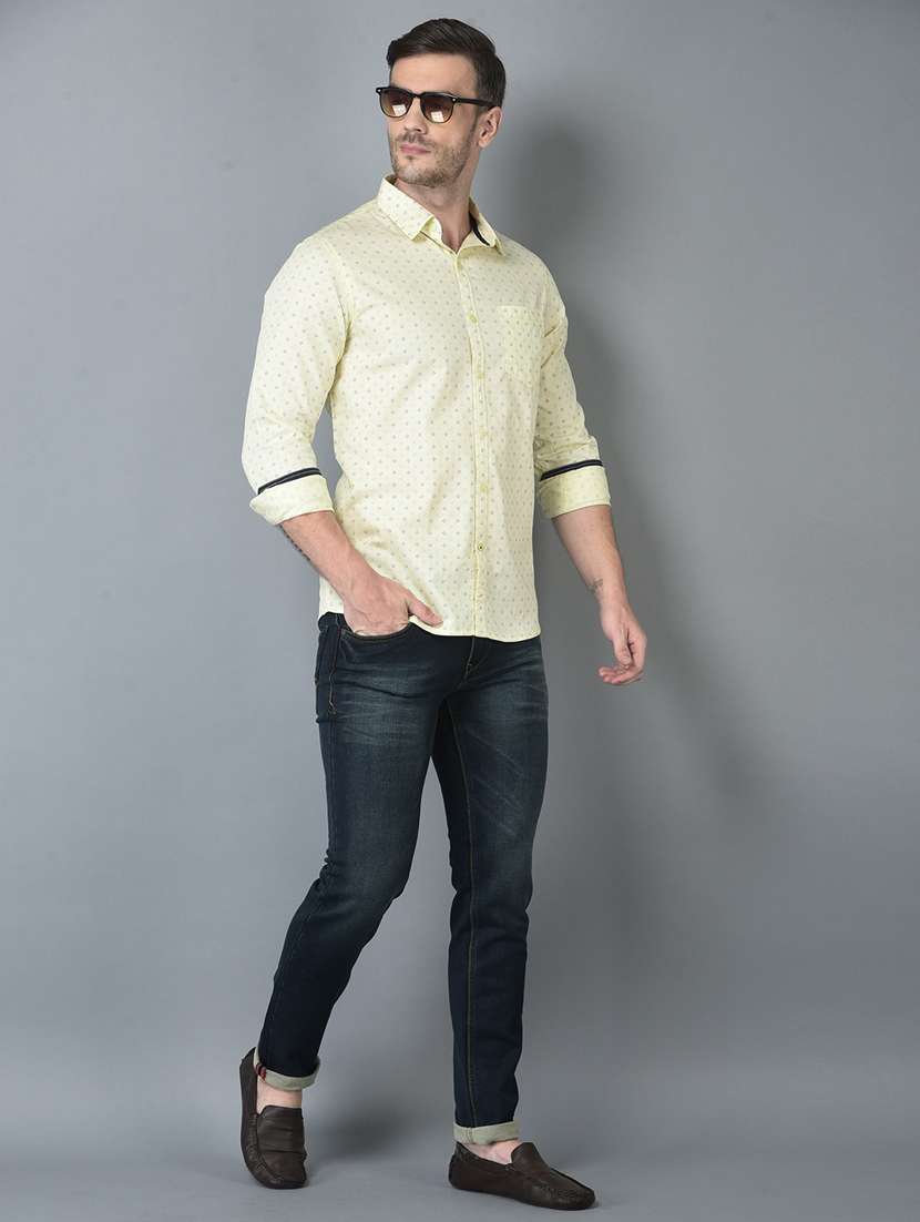 lemon yellow printed casual shirt - 18559961 - Standard Image - 4