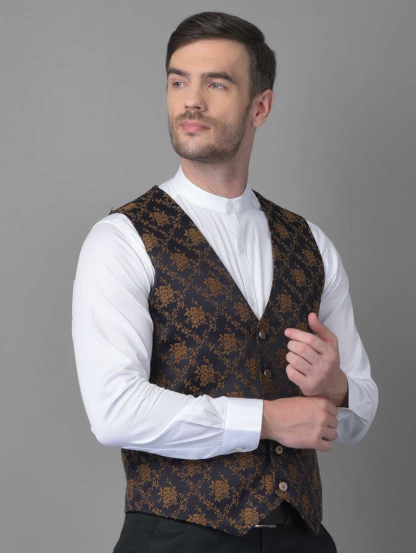 printed overlap waist coat - 18560007 -  Standard Image - 1
