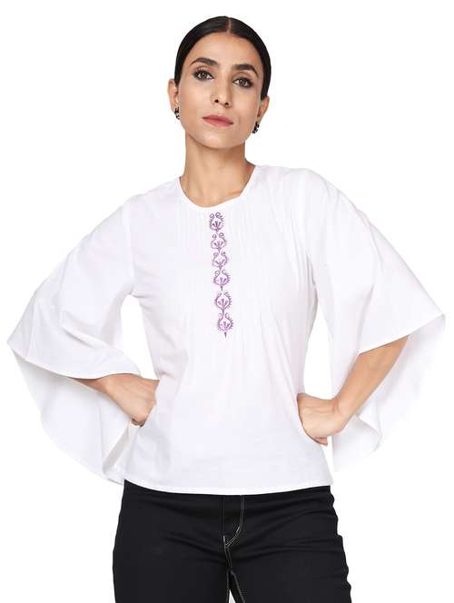 bell sleeved solid tunic - 18560020 -  Standard Image - 0