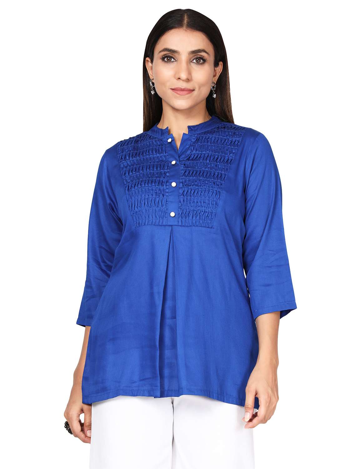 mandarin neck solid tunic