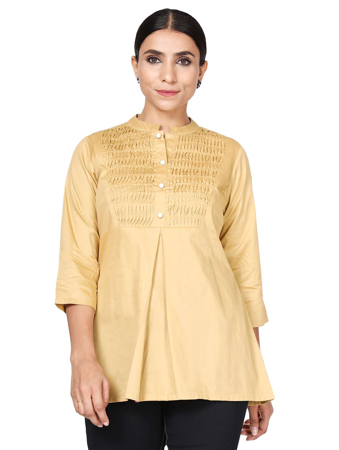 mandarin neck solid tunic 