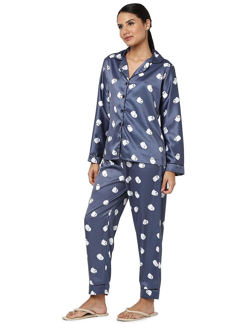 quirky printed nightwear pajama set - 18564506 - Standard Image - 1