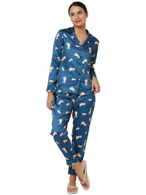 quirky printed nightwear pajama set - 18564507 - Standard Image - 0