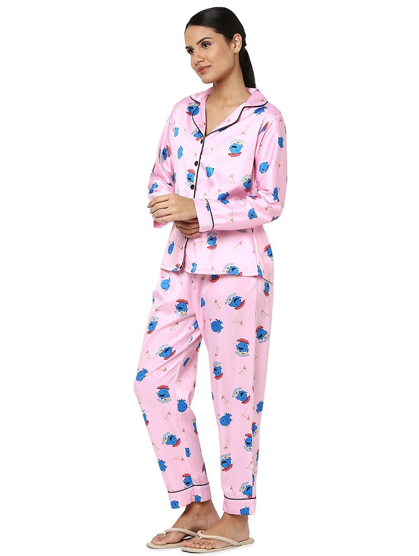 quirky printed nightwear pajama set - 18564508 - Standard Image - 1