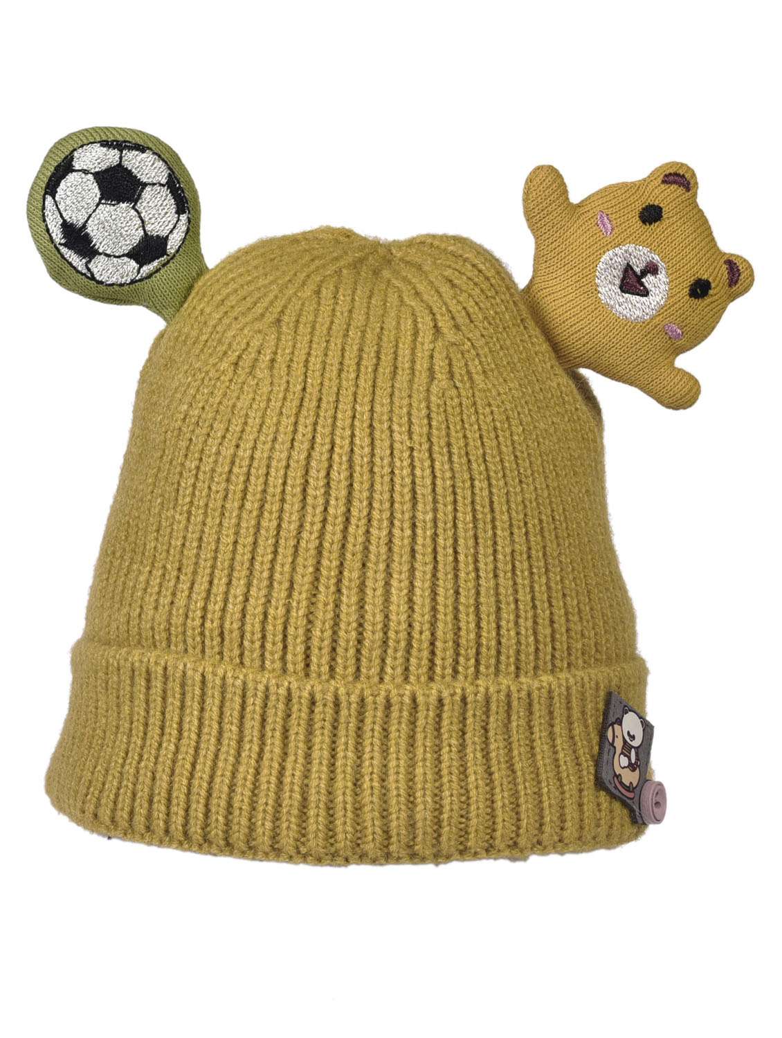 teddy with foot ball design warm baby cap