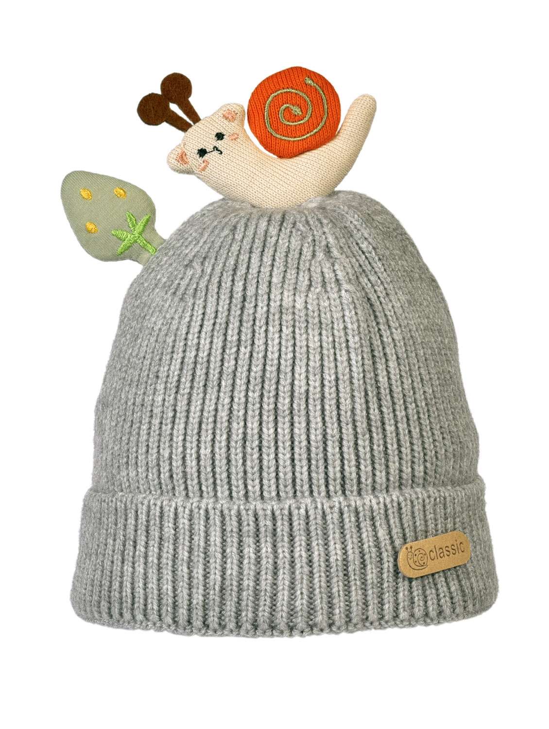 boys snail design solid wool cap