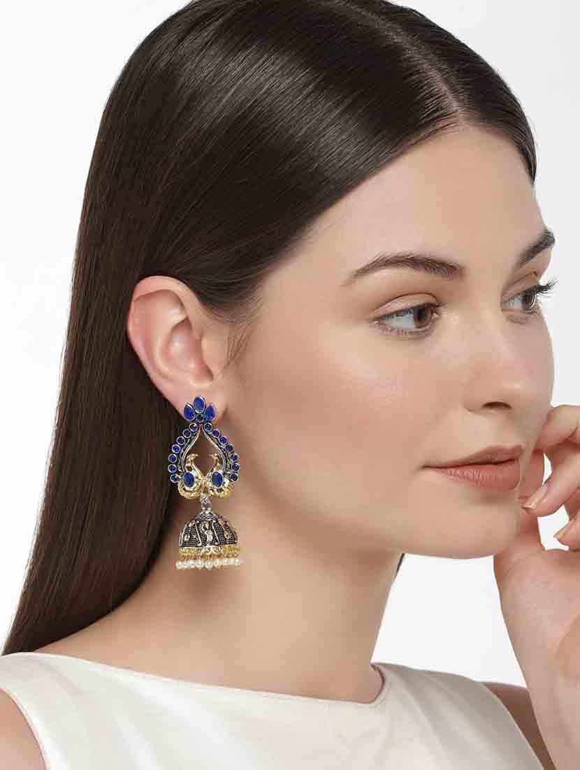 gold metal jhumka earring - 18565452 - Standard Image - 4