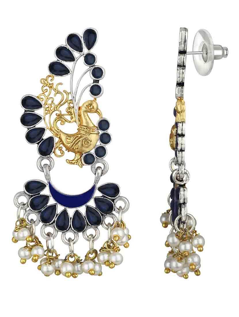 silver metal chandballi earring - 18565454 - Standard Image - 1