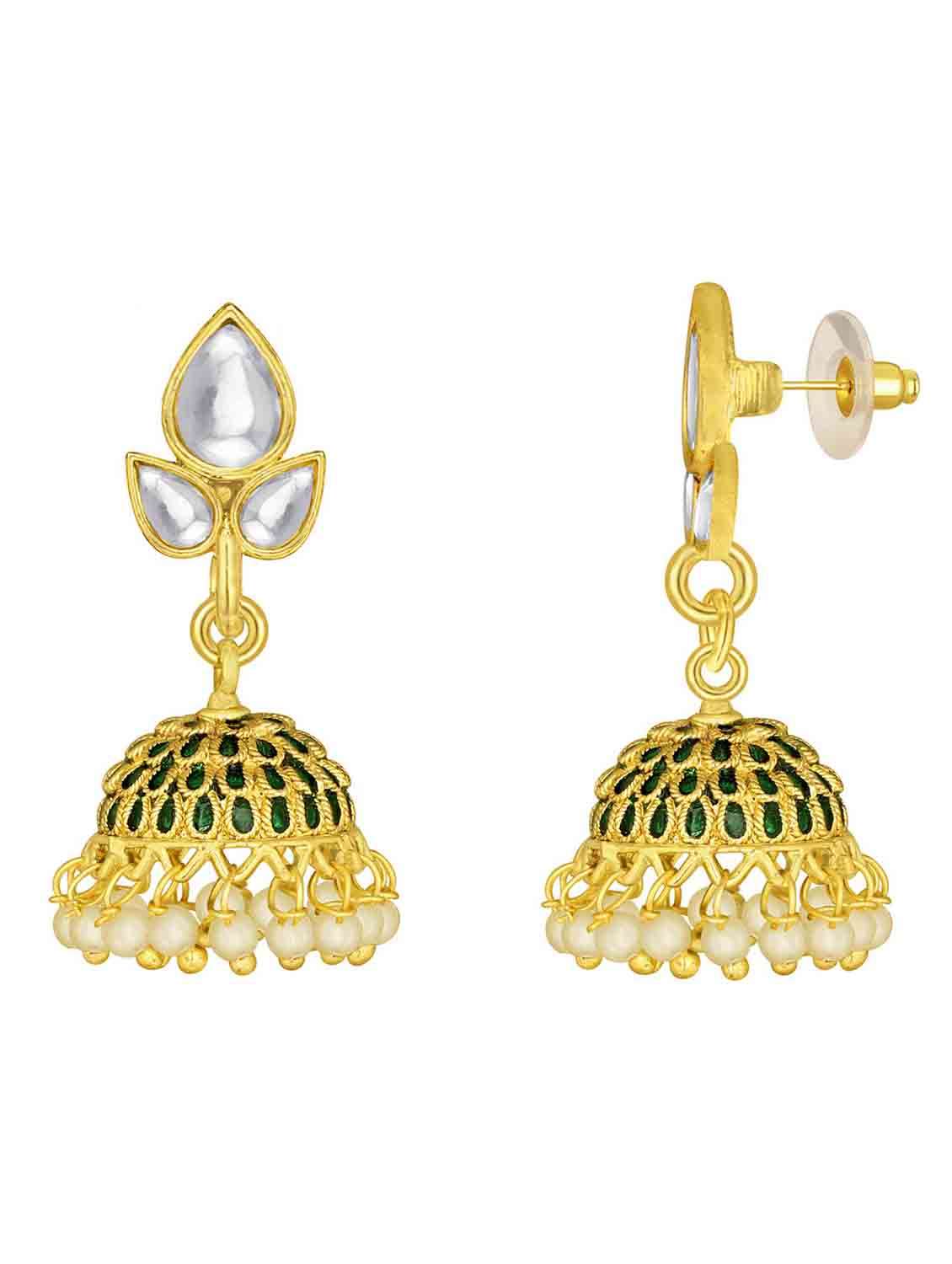 gold metal jhumka earring - 18565461 - Standard Image - 1