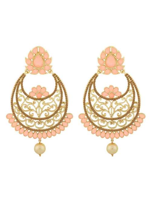 beige metal chandballi earring - 18565518 - Standard Image - 0