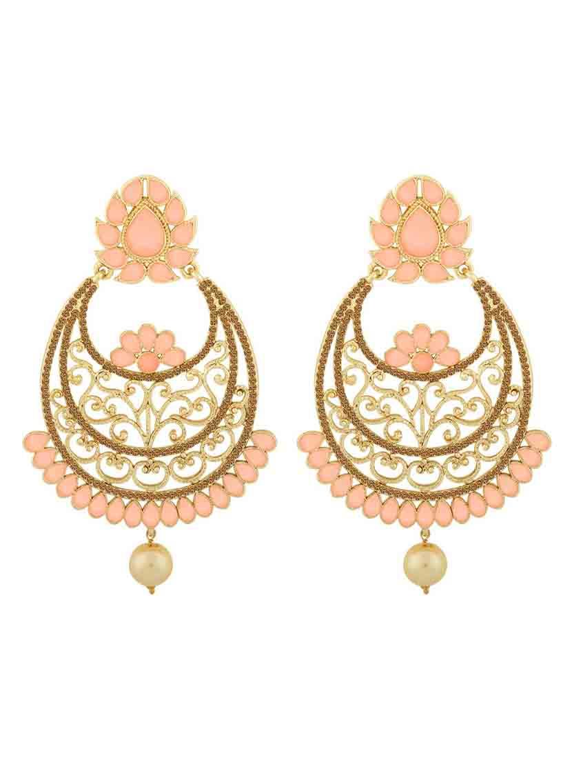 beige metal chandballi earring - 18565518 - Zoom Image - 0