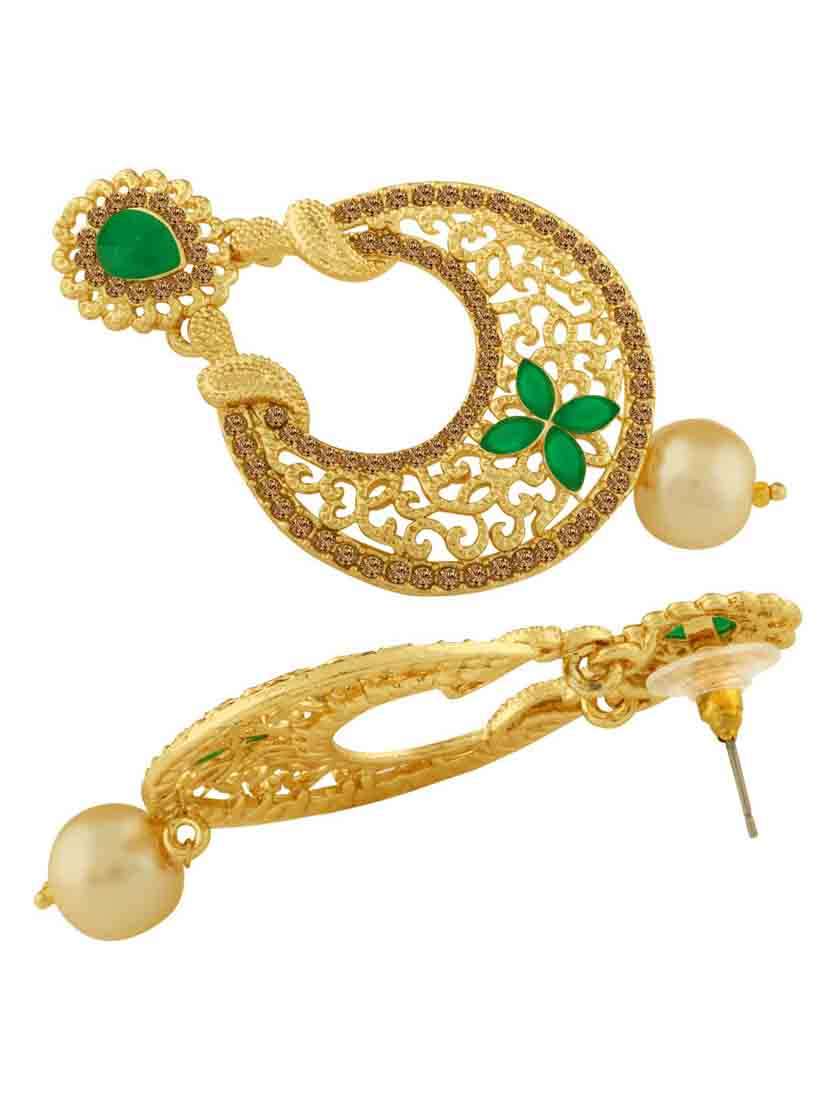 green metal chandballi earring - 18565524 -  Standard Image - 1