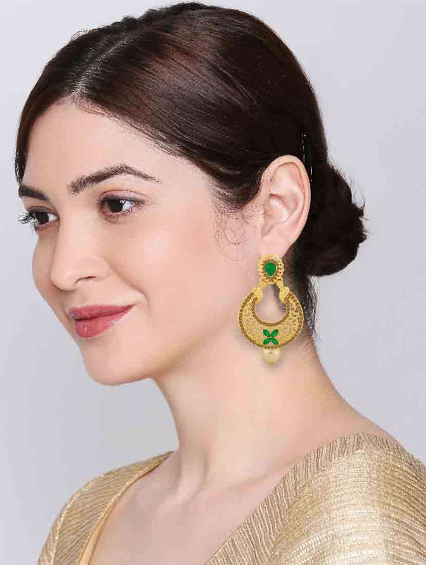 green metal chandballi earring - 18565524 - Standard Image - 4