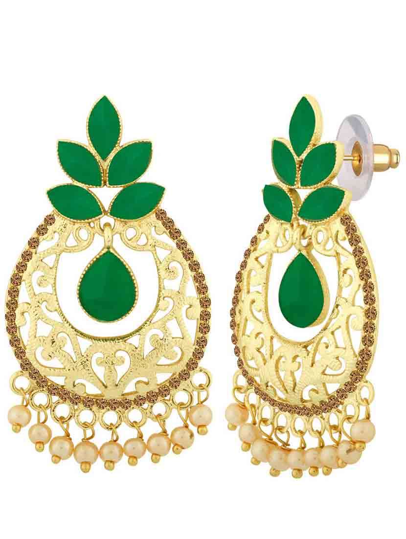 green metal chandballi earring - 18565527 -  Standard Image - 1
