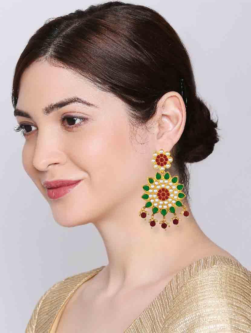 multi colored metal chandballi earring - 18565531 - Standard Image - 4