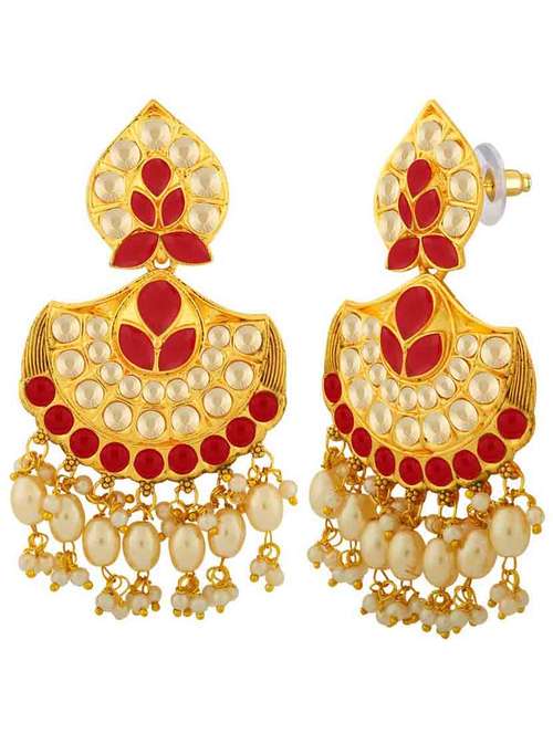red metal chandballi earring - 18565532 - Standard Image - 0