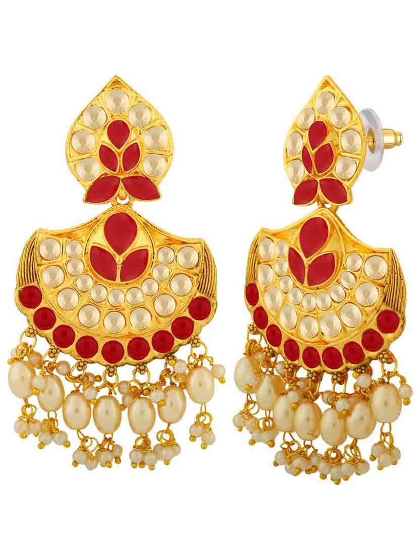 red metal chandballi earring - 18565532 - Zoom Image - 0